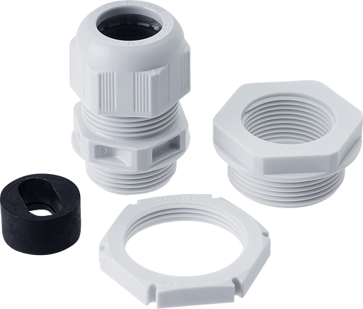 BG Electrical Contractor - Grey plastic gland kit, 6mm flat cable, cable insert and locknut