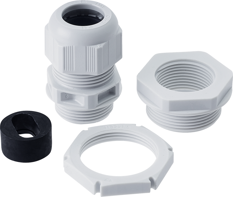 BG Electrical Contractor - Grey plastic gland kit, 6mm flat cable, cable insert and locknut