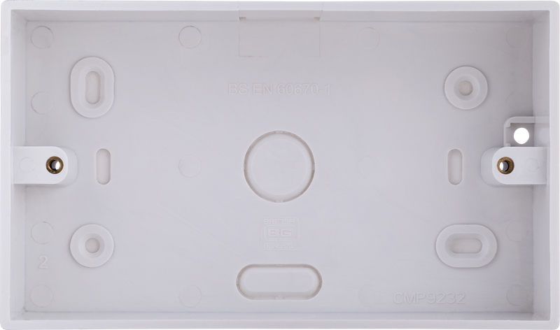 BG Electrical 900 Series - PVC Square Surface Box, Double, 32mm