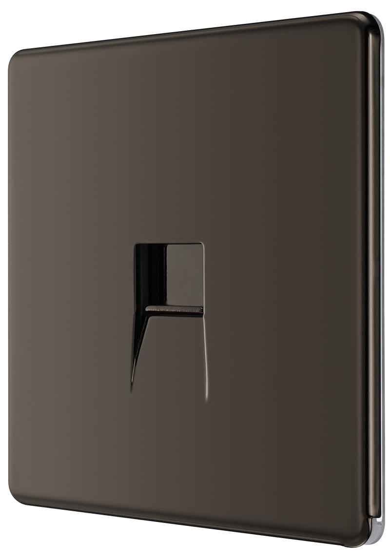 BG Electrical Flatplate Screwless Black Nickel - Single telephone socket, master