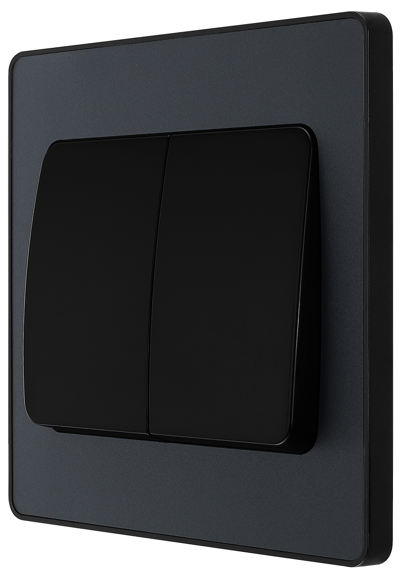 BG Electrical Evolve Matt Grey - Double, 2 way switch, wide rocker