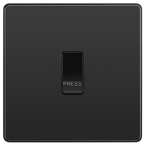 BG Electrical Evolve Black Chrome - Single, bell push switch