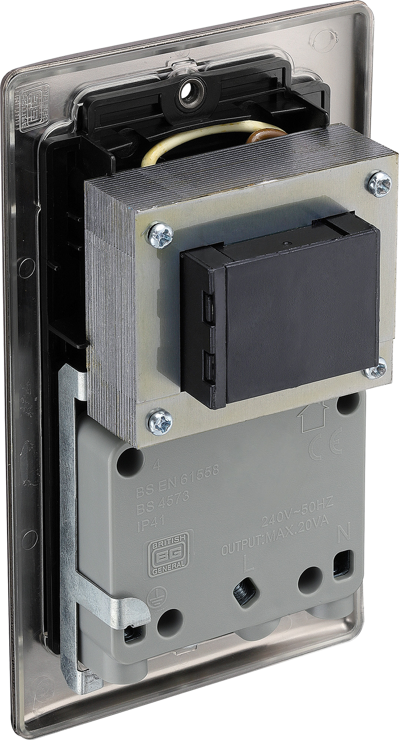 BG Electrical Nexus Metal Black Nickel - 115/240V dual voltage shaver socket
