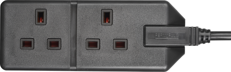 Masterplug Work - 2 Sockets, 4m, 13A, Black