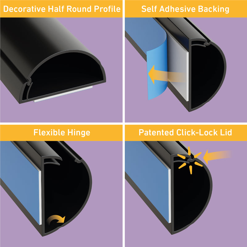 D-Line Trunking - 50x25mm Black 3m Self Adhesive Length