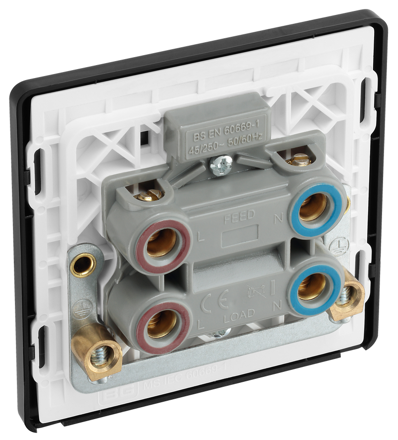 BG Electrical Evolve Matt Blue - 45A, double pole, single plate, with indicator