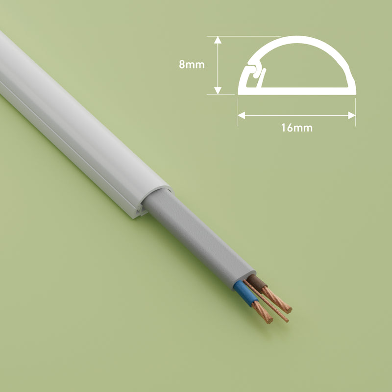 D-Line Trunking - 16x8mm White 2m Self Adhesive Length