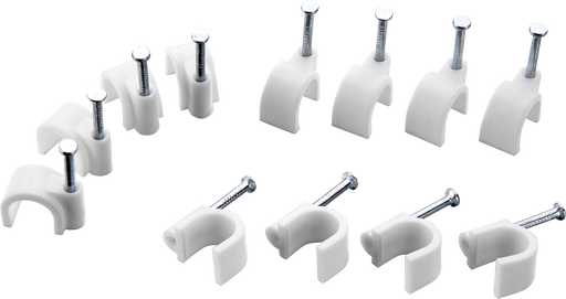 BG Electrical Contractor - Round cable clips, white, 5mm, 50pk