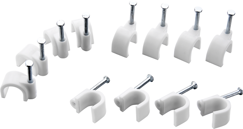 BG Electrical Contractor - Round cable clips, white, 5mm, 50pk