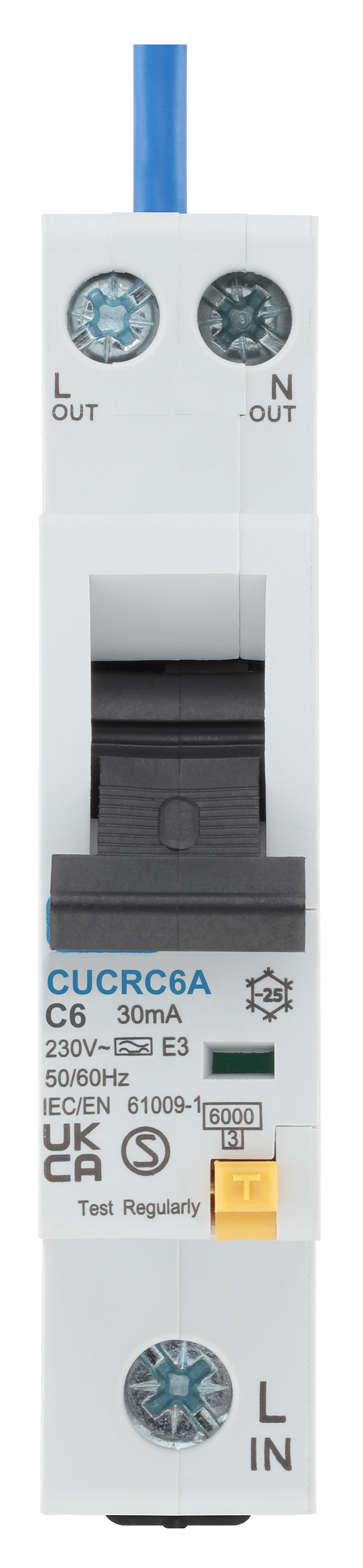 BG Circuit Protection RCBO - Unidirectional 6A C Curve RCBO Type A 1P 1 Module