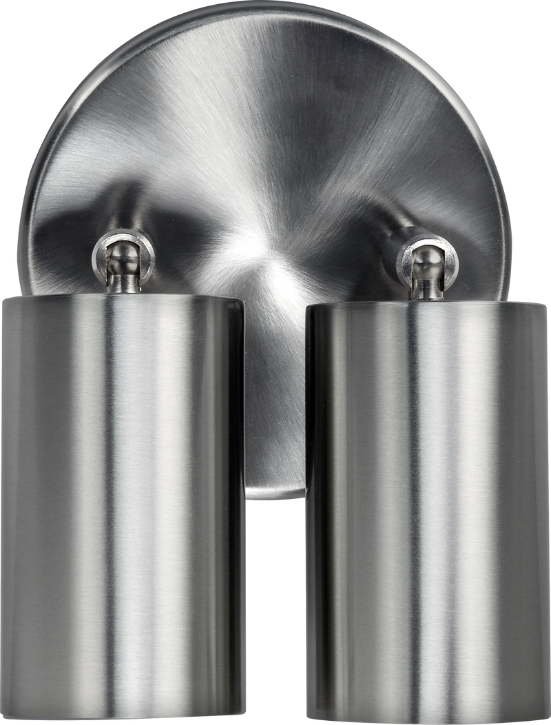 Luceco Stainless Steel - Stainless steel twin head adjustable wall light 500 lumens warm white colour temp