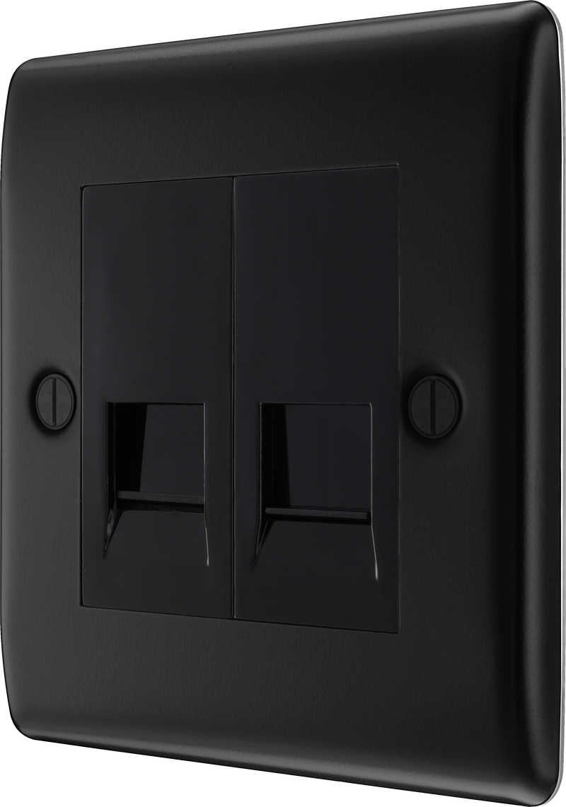 BG Electrical Nexus Metal Matt Black - Double telephone socket, secondary