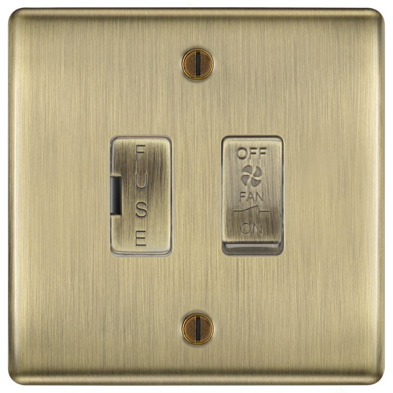 BG Electrical Nexus Metal Antique Brass - Triple pole, fused, fan isolator
