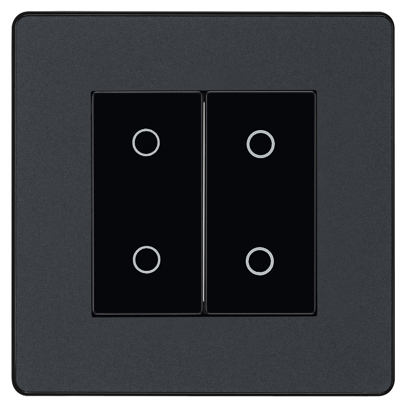 BG Electrical Evolve Matt Grey - Double, 2 way touch, 200W, master
