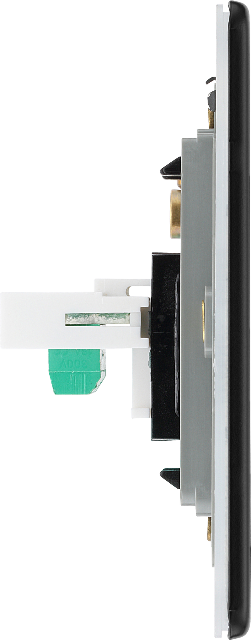 BG Electrical Flatplate Screwless Matt Black - Single, RJ11 telephone socket