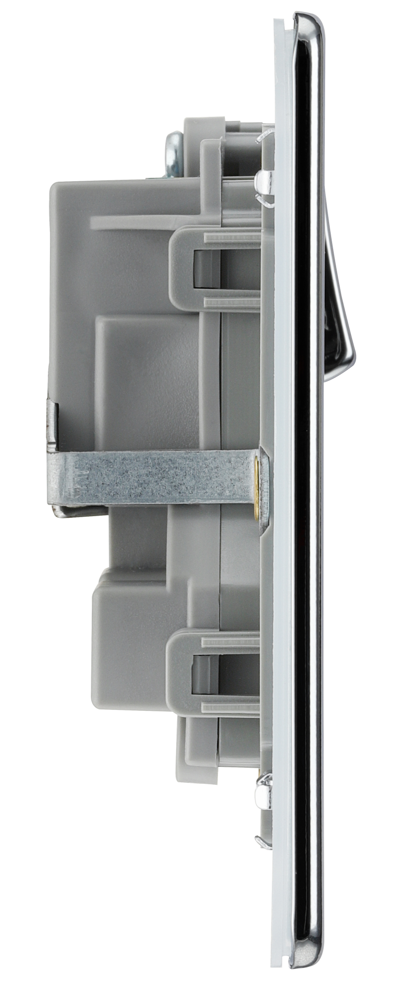 BG Electrical Flatplate Screwless Polished Chrome - Double switched, double pole
