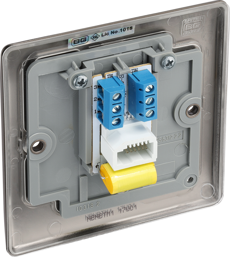 BG Electrical Nexus Metal Black Nickel - Single, telephone socket, master