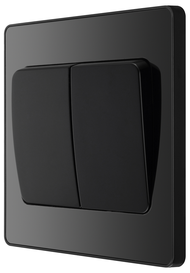 BG Electrical Evolve Black Chrome - Double, 2 way switch, wide rocker