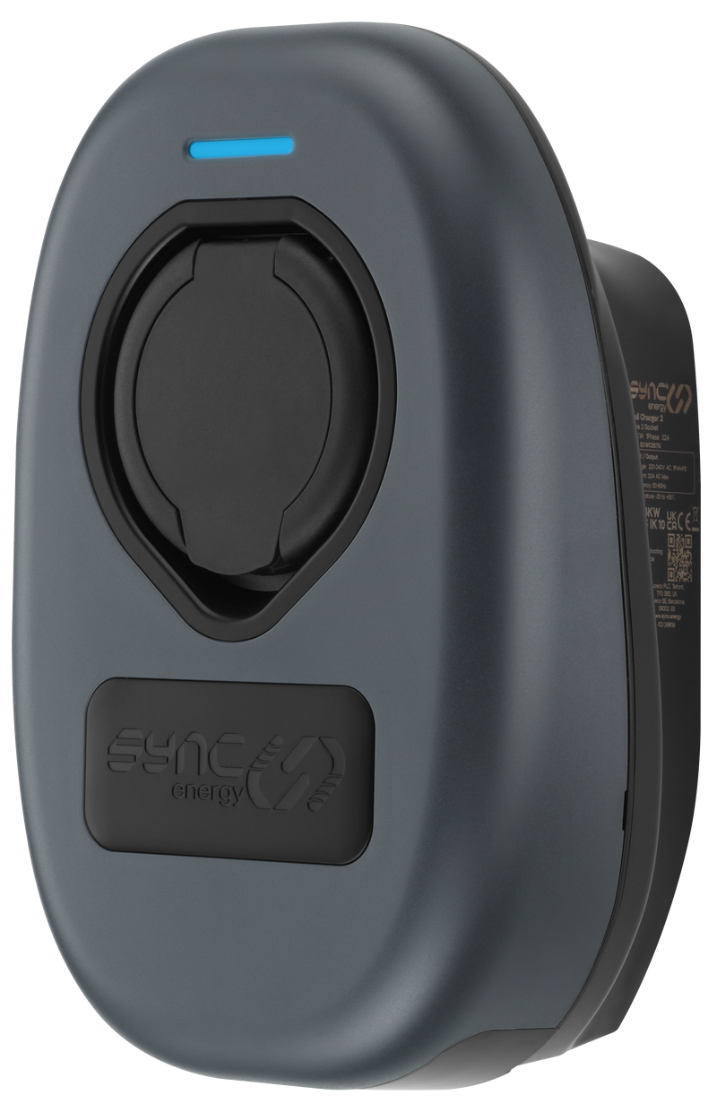 Sync Energy Wall Chargers - EV Socketed Wall Charger 2, Mode 3, 7.4kW - Wi-Fi, Ethernet