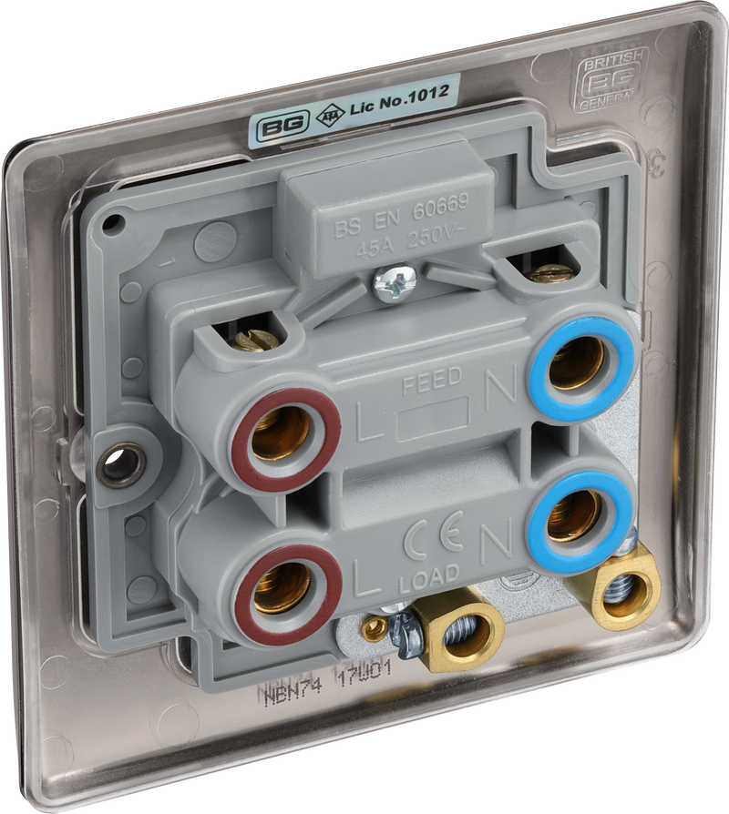 BG Electrical Nexus Metal Black Nickel - 45A, double pole, single plate, with indicator