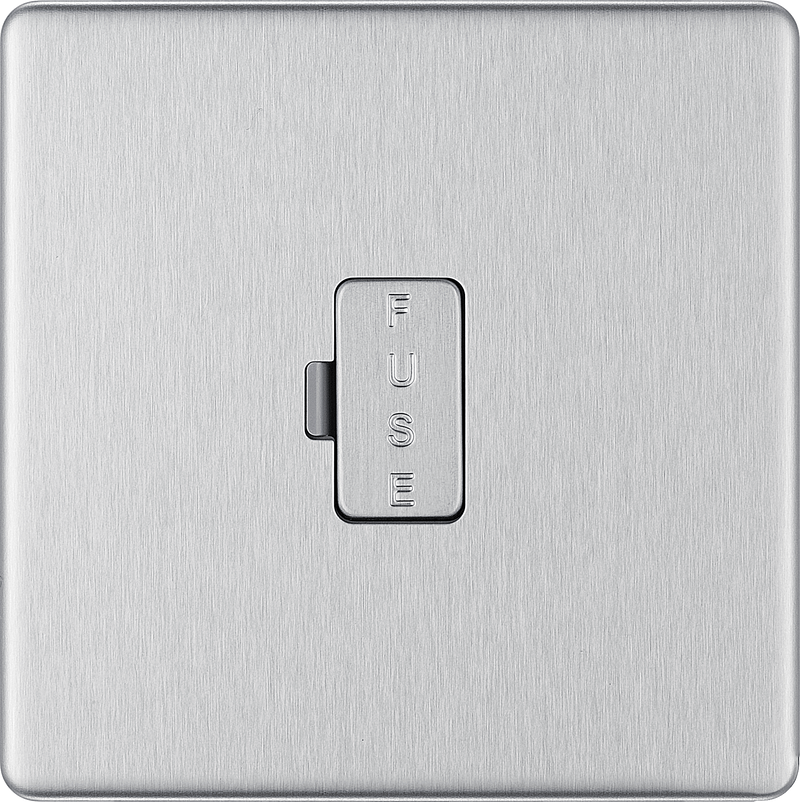 BG Electrical Flatplate Screwless Brushed Steel - Unswitched and fused