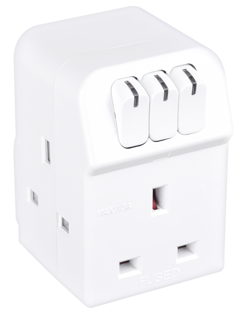 Masterplug Switched - 3 Sockets, 13A, White
