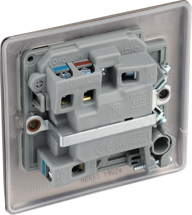 BG Electrical Nexus Metal Black Nickel - Switched and fused with indicator and flex outlet