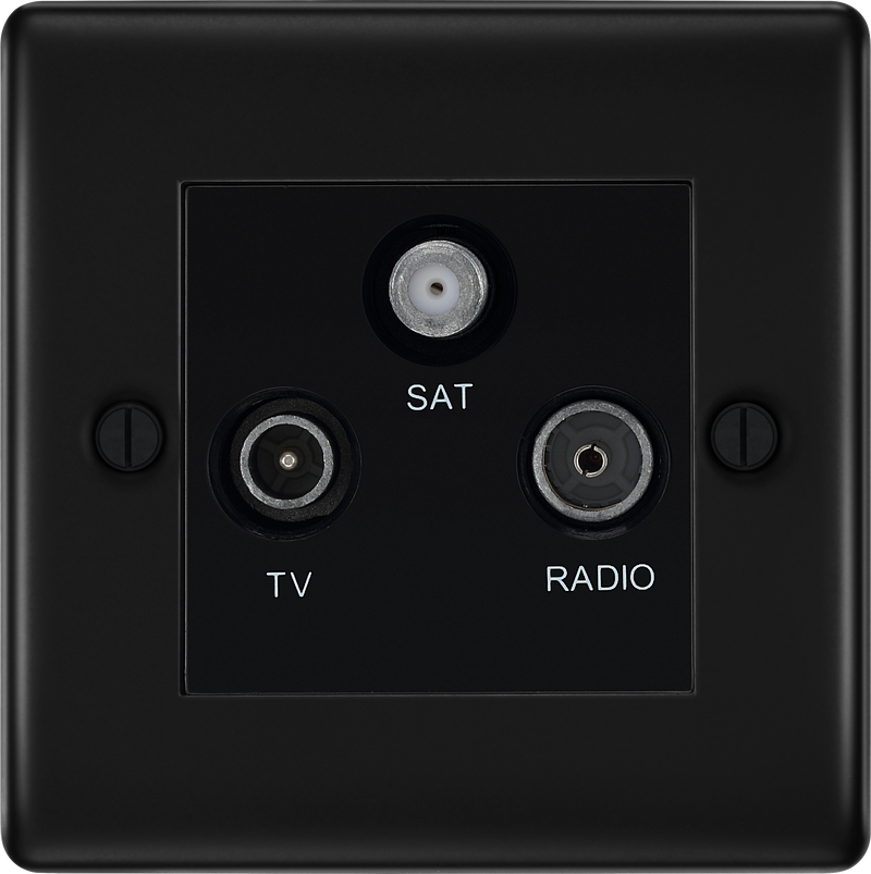BG Electrical Nexus Metal Matt Black - Triple TV/FM/SAT triplex - screened