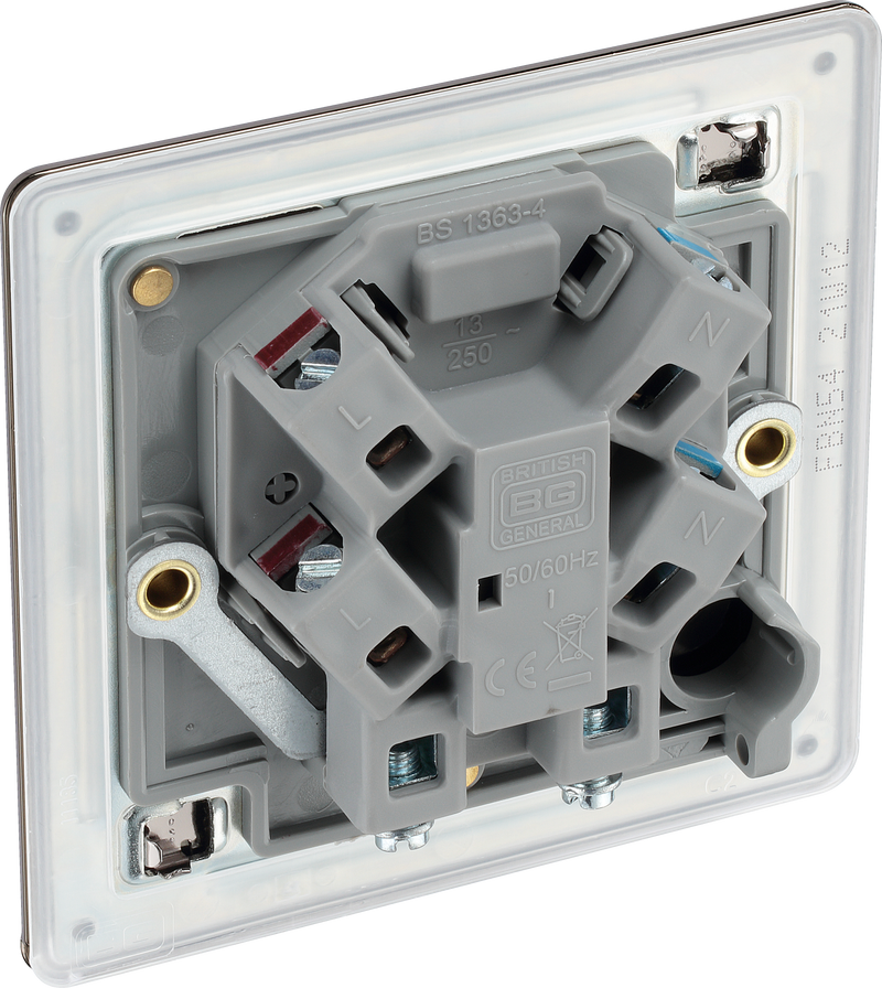BG Electrical Flatplate Screwless Black Nickel - Unswitched and fused