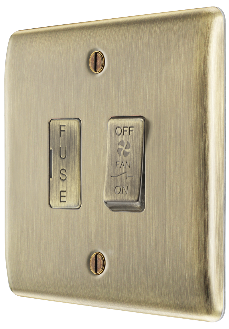 BG Electrical Nexus Metal Antique Brass - Triple pole, fused, fan isolator