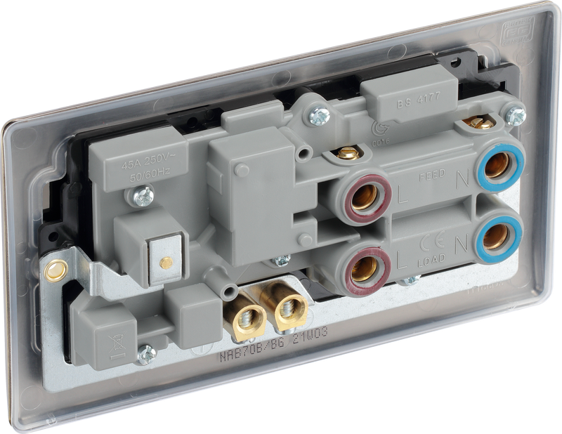 BG Electrical Nexus Metal Antique Brass - 45A double pole, with switched socket and indicators