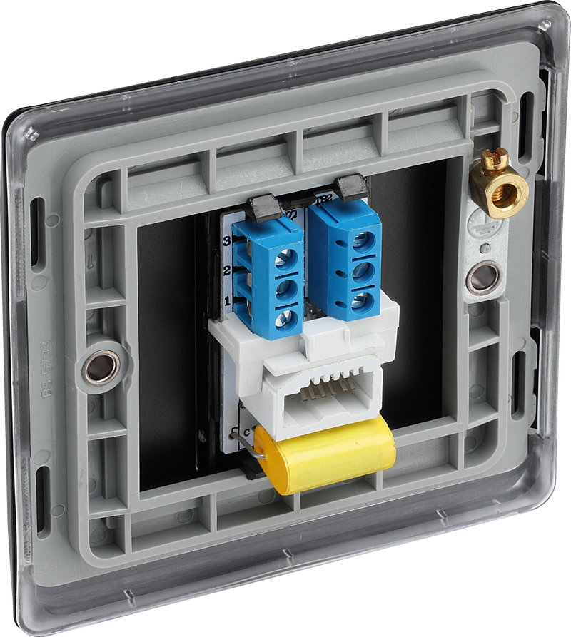 BG Electrical Nexus Metal Matt Black - Single, telephone socket, master