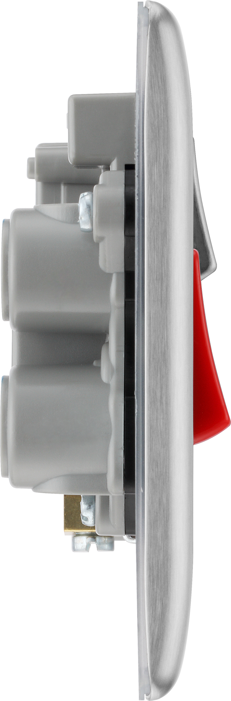 BG Electrical Nexus Metal Brushed Steel - 45A double pole, with switched socket and indicators