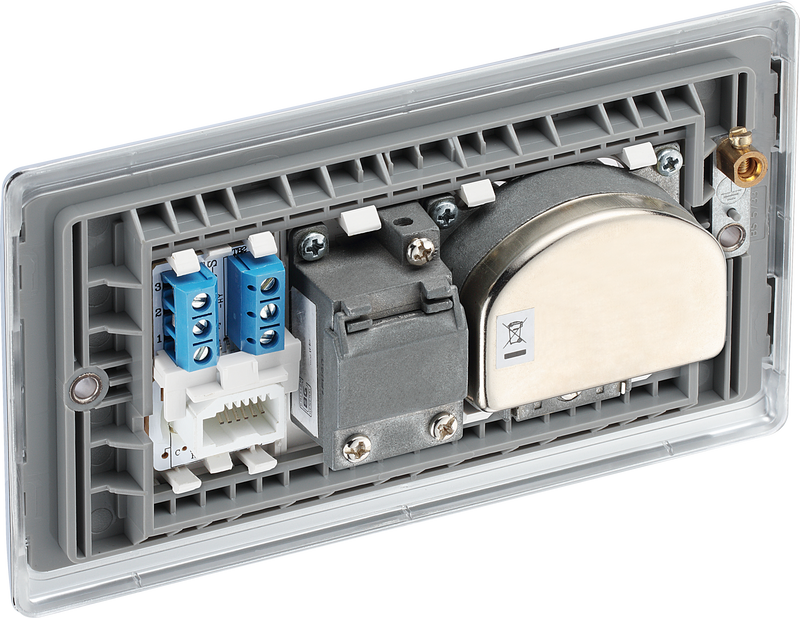 BG Electrical Nexus Metal Polished Chrome - Quadplex, 2 x sat, BT outlet and co-ax returned - screened