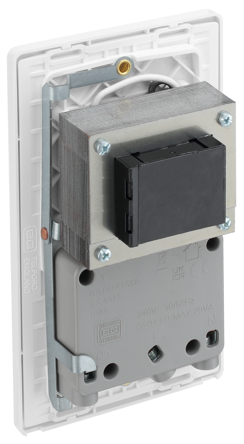 BG Electrical Evolve Pearlescent White - 115/240V dual voltage shaver socket