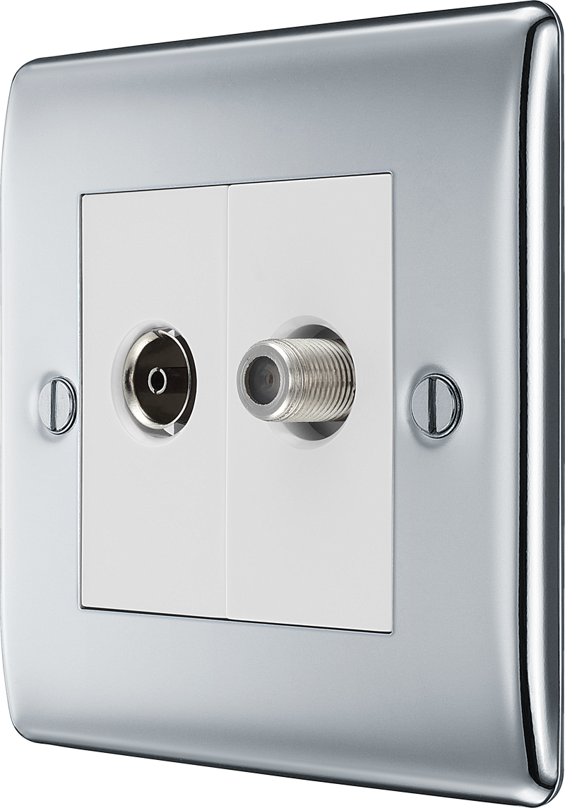 BG Electrical Nexus Metal Polished Chrome - Double, satellite and co-axial