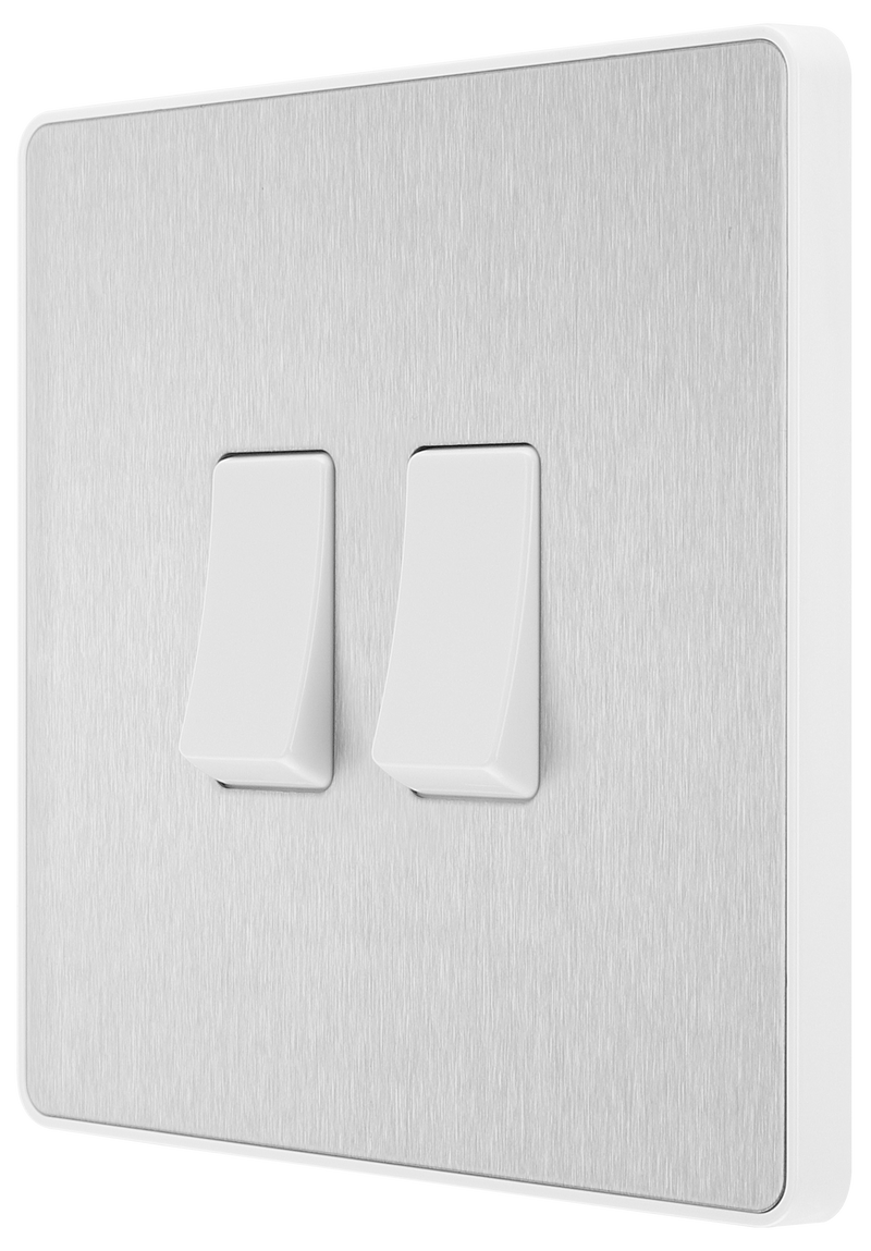 BG Electrical Evolve Brushed Steel - Double, 2 way switch