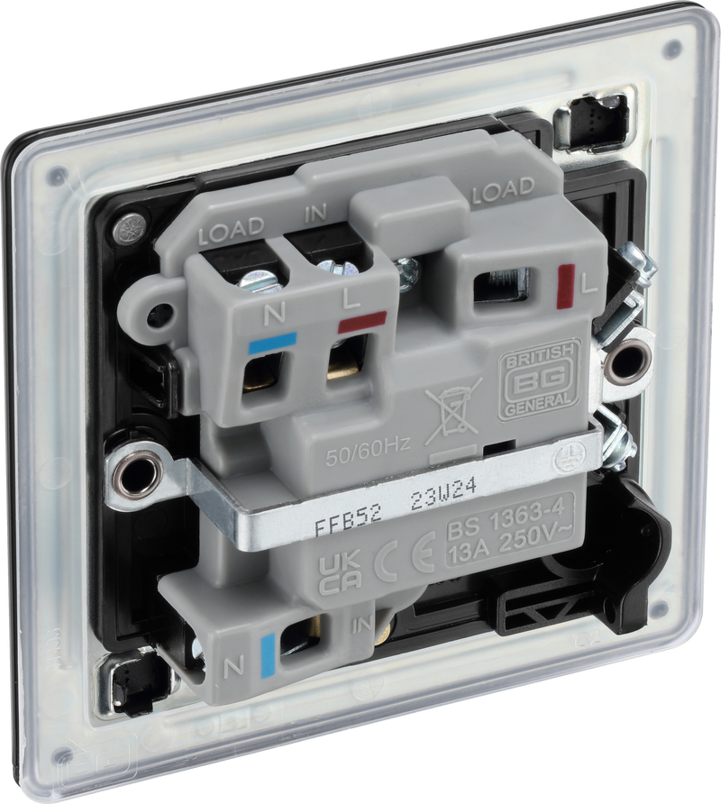 BG Electrical Flatplate Screwless Matt Black - Switched and fused with indicator