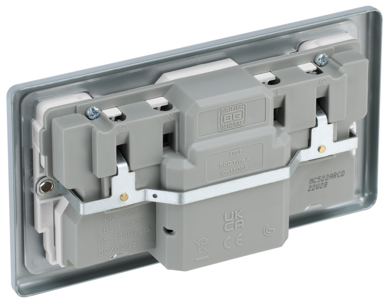 BG Electrical Metal Clad - Double switched, with integrated Type A RCD