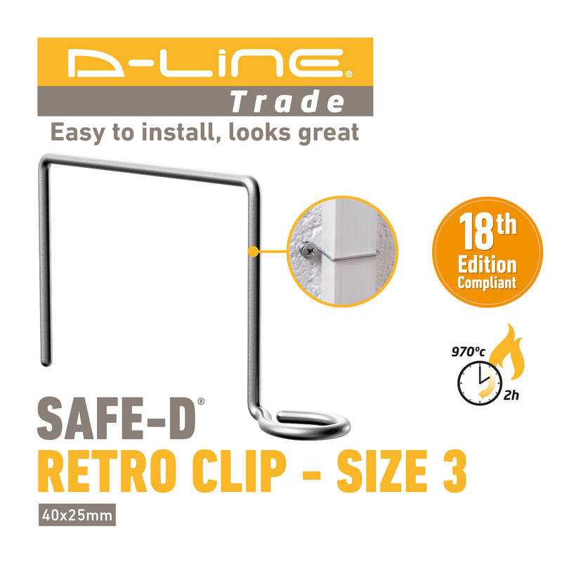 D-Line Fire Clip - Safe-D Retro Clip - 40x25mm (Pack of 20)