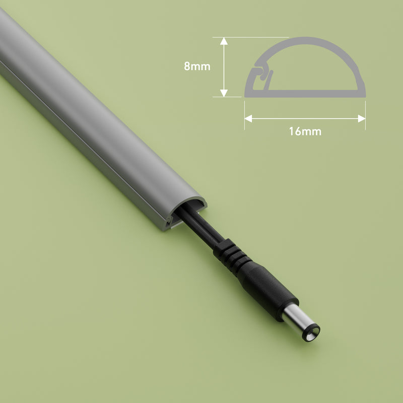 D-Line Trunking - 16x8mm Aluminium-Effect 3m Self Adhesive Length