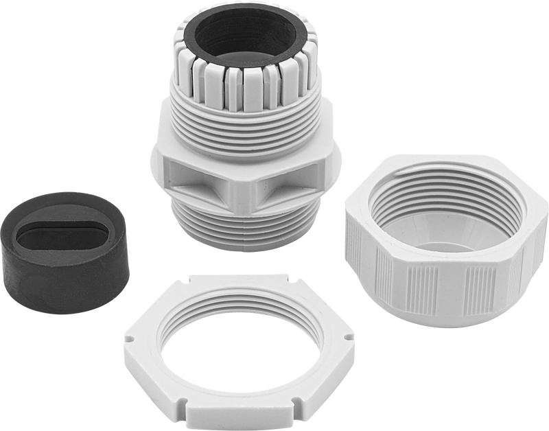 BG Electrical Contractor - Grey plastic gland kit, 10-16mm flat cable, cable and locknut
