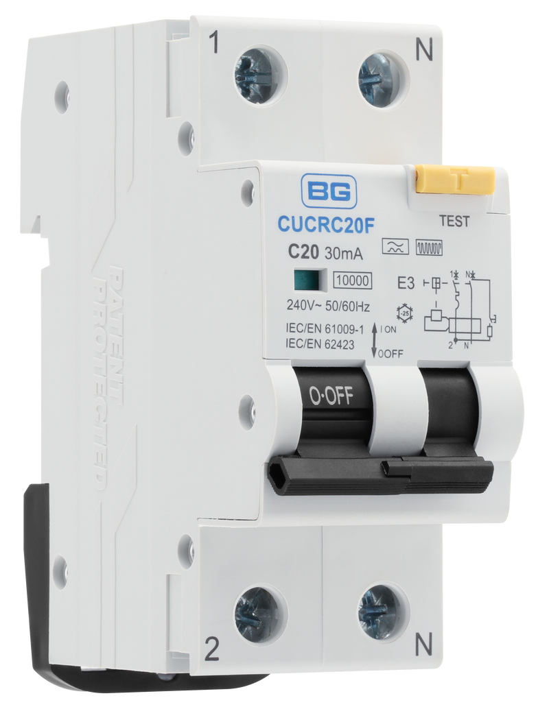 BG Circuit Protection RCBO - Bidirectional 20A C Curve RCBO Type F 2P