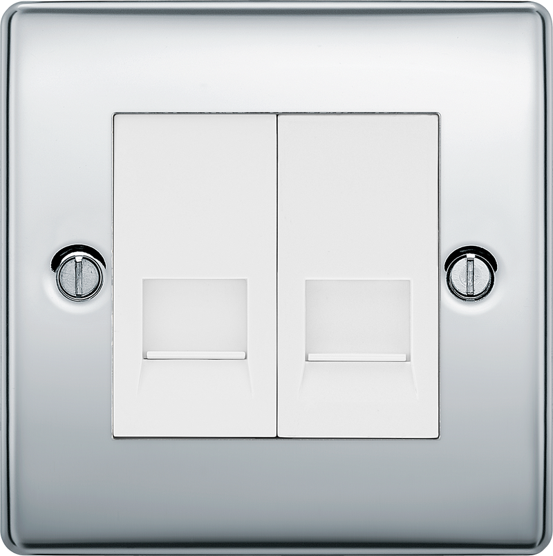 BG Electrical Nexus Metal Polished Chrome - Double, RJ11 telephone socket