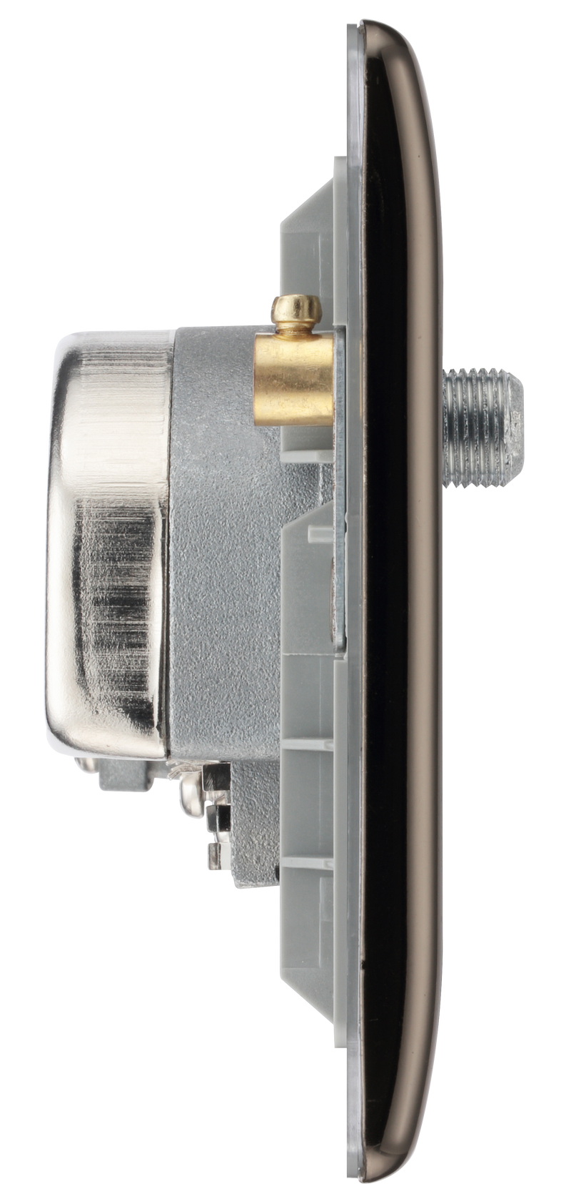 BG Electrical Nexus Metal Black Nickel - Quadplex, 2 x sat, BT outlet and co-ax returned - screened