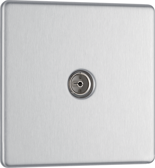 BG Electrical Flatplate Screwless Brushed Steel - Single, co-axial