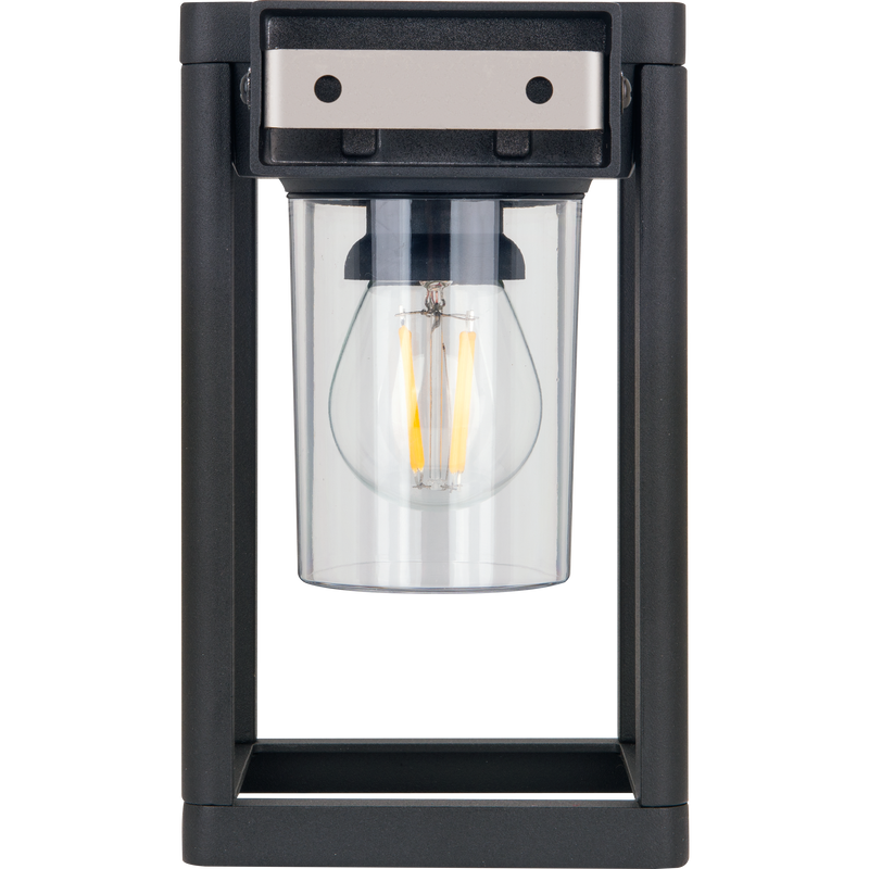 Luceco Azurar Coach Lantern - Filament Decorative Solar Wall Light with PIR Motion Sensor, Outdoor Lantern, Exterior Lighting, LED Bulb Included, Black, IP54, 2.7W, 220lm, 3000K