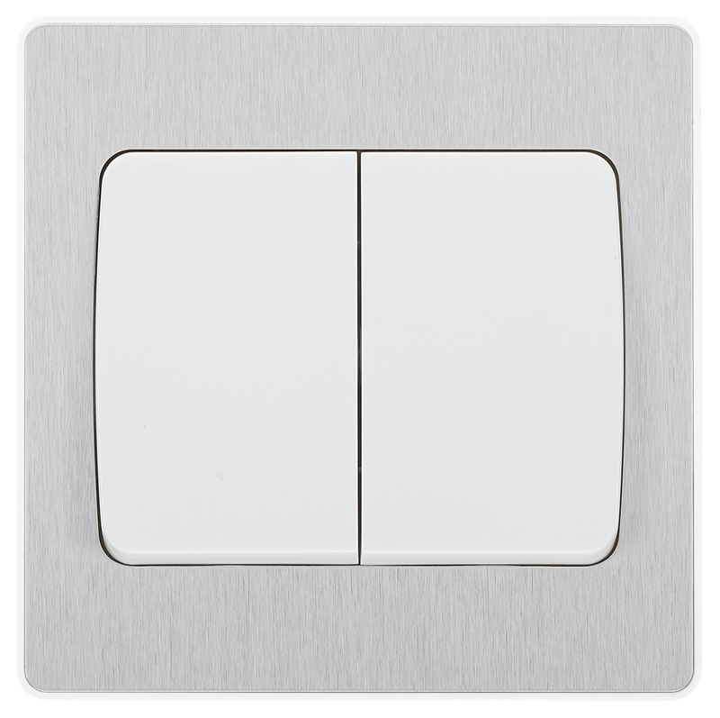 BG Electrical Evolve Brushed Steel - Double, 2 way switch, wide rocker