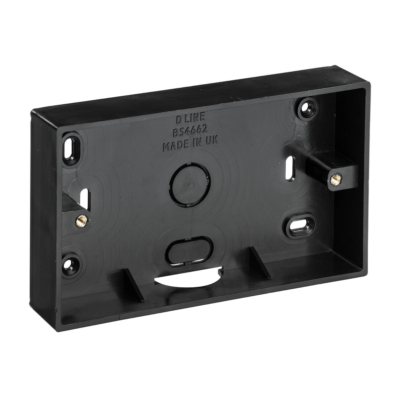 D-Line Trunking - Twin Surface Box, Black - 28mm depth