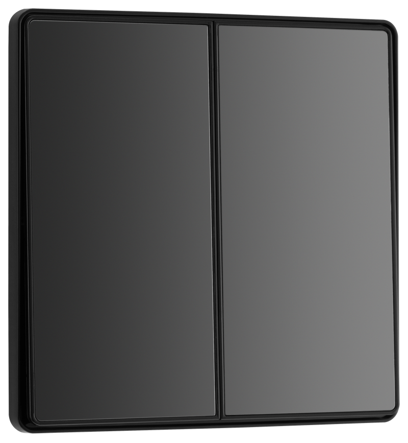BG Electrical Evolve Black Chrome - Double, 2 way switch, edge rocker